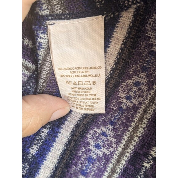Free People Wool Blend Tank Dress Fit & Flair  Size M Fair Isle stripes purple - Picture 3 of 6